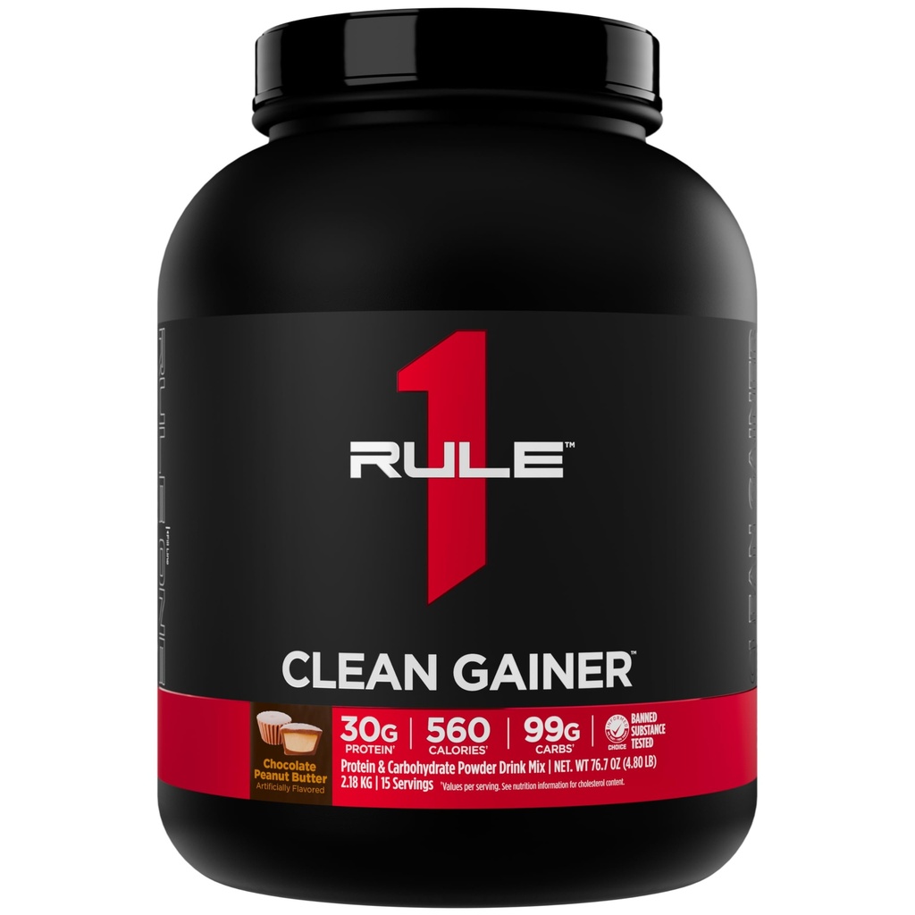 Regla 1 Ganador limpio - Fórmula de ganancia de alta proteína con 560 Calories, 30g de Proteína Full-Spectrum, Más de 90g Carbs, Bajo 6g de grasa (15 Servimientos, mantequilla de maní de chocolate)