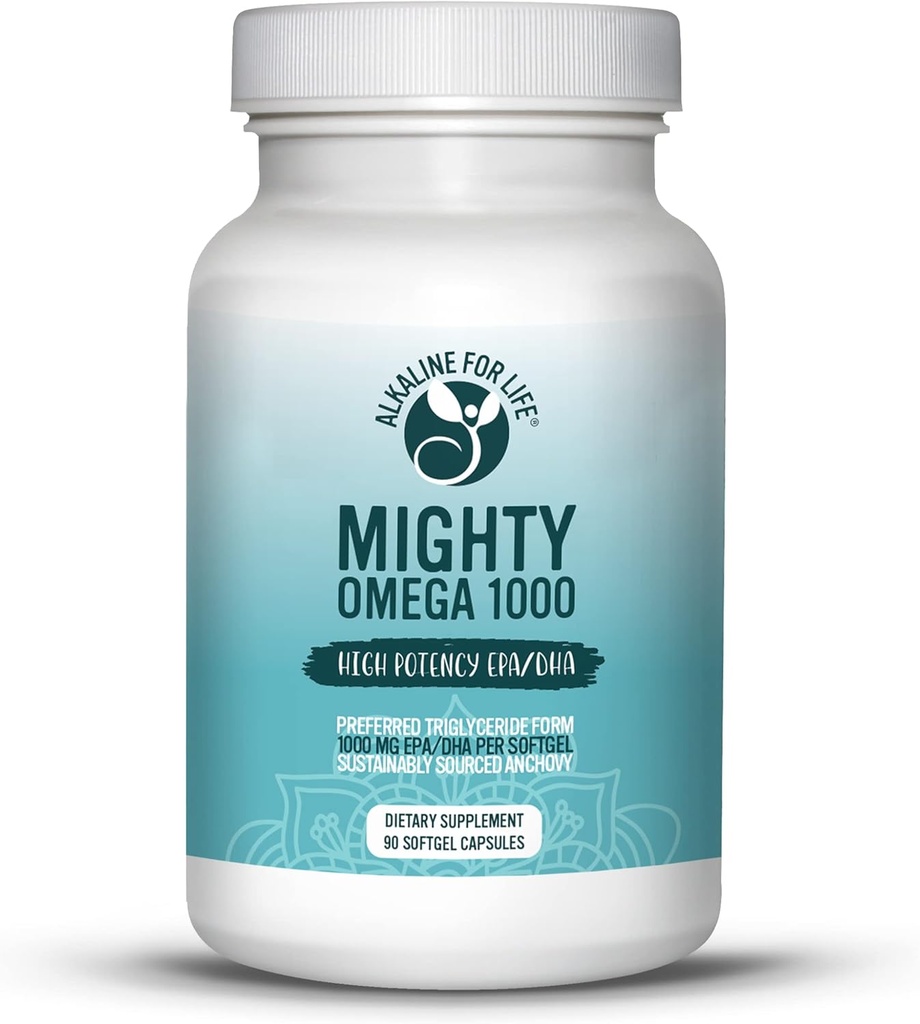 Mighty Omega 1000 Potent Omega 3 Supplement 1000 MG EPA DHA Per Capsule High Dose Omega 3 Fish Oil South Pacific Anchovy Sourced - Triglyceride Omega 3 Fatty Acid Supplement