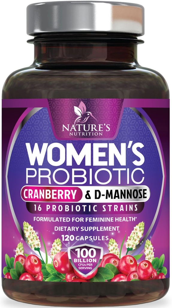 Probiotics for Women 100 Billion CFU Per Serving - 16 Unique Strains, Prebiotics Cranberry & Lactobacillus, PH Balance, Digestive & Gut Health, Vaginal & Immune Support Women's Probiotic, 120 Capsules