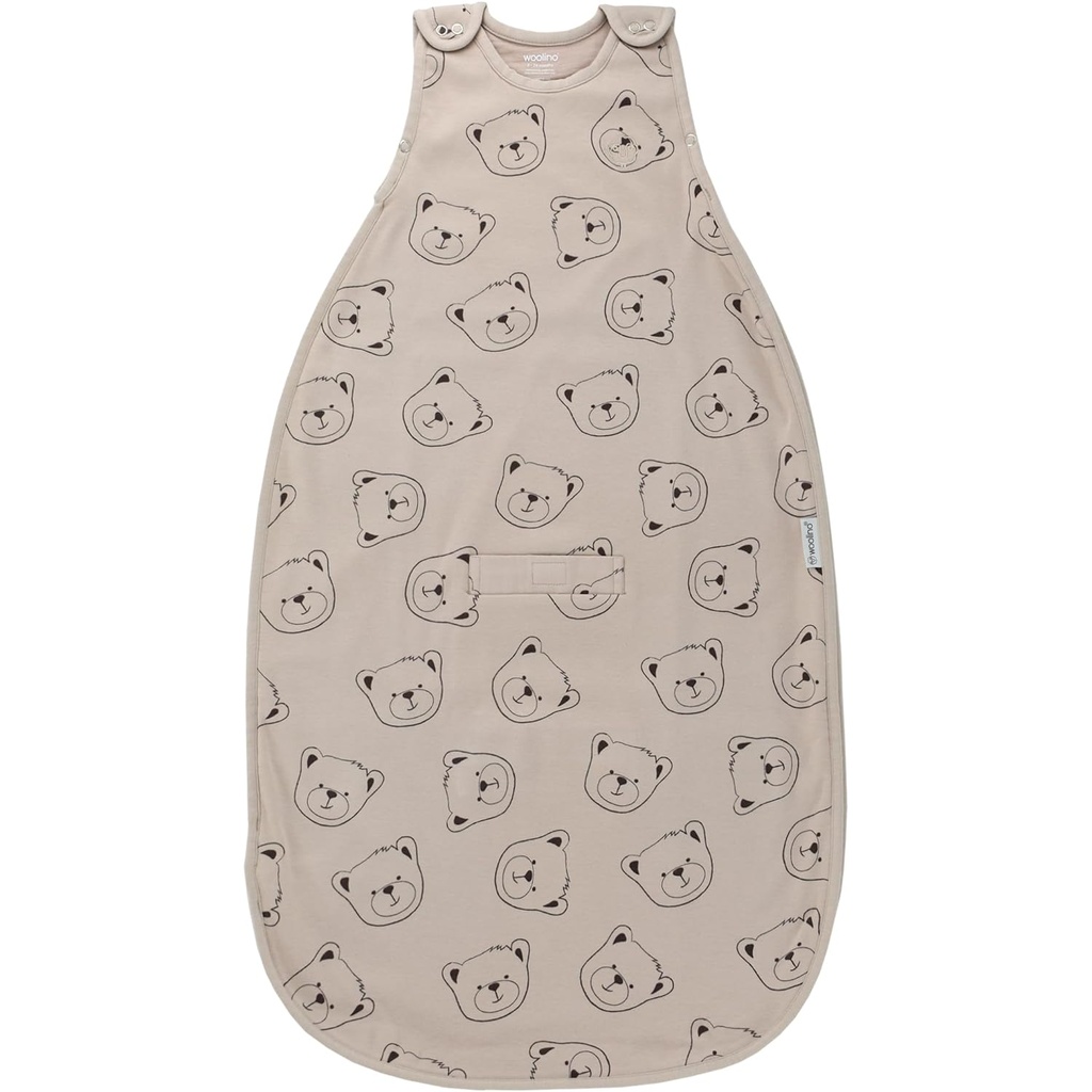 Woolino Merino Wool y algodón orgánico Ultimate Baby Sleep Sack - 4 Temporada Baby Wearable Blanket - Bolsa de dormir ajustable de dos brazos - Tamaño universal (2-24 meses) - Oso de peluche