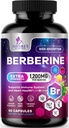 Beberine HCL 1200mg Suplemento - Berberine HCI capsules High Absorption Suplemento para la salud cardíaca &amp; Immune Support, High Strength, Gluten-Free, Vegan, Non-GMO Pills - 60 cápsulas vegetarianas