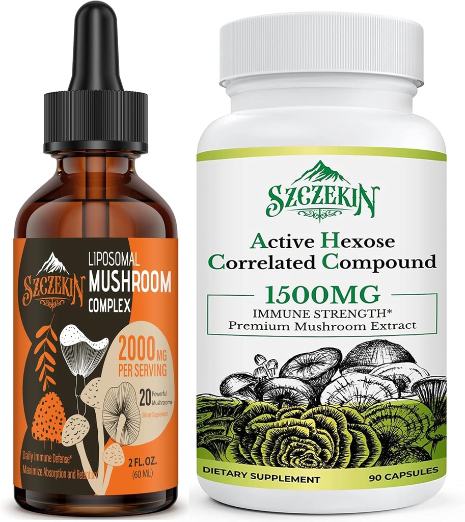 Complejo relacionado con hexosa activo 1500 mg Suplemento 90 cápsulas Bundle con 2000mg Complejo de musgo lipomal gotas 30 piezas