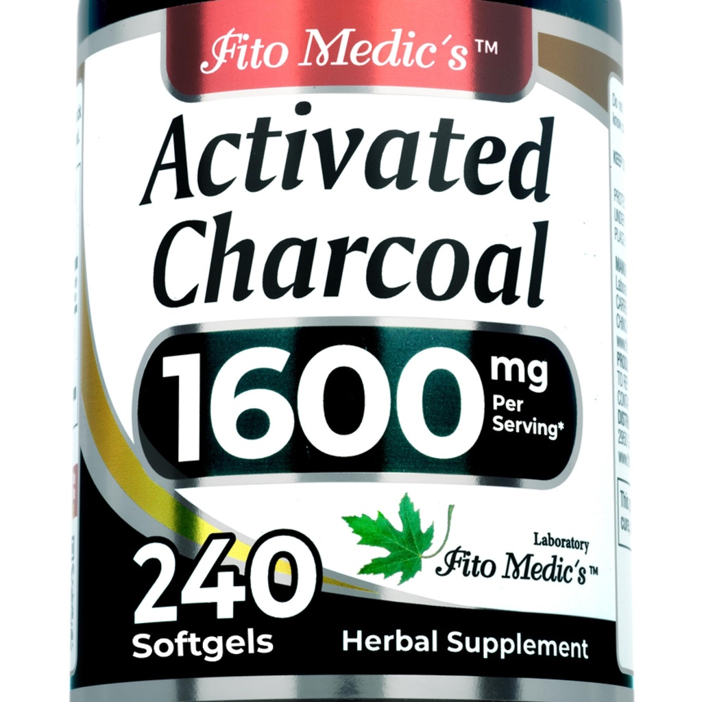 FITO MEDIC'S Lab ← Píldoras de carbón activadas soportan 1600 mg por Serving Silencio 240 Cápsulas ← Charcoal Capsules sometidos a Píldoras de carbón permanentemente alta absorción, s.