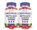 (2 Pack) Keto Thrive Keto ACV Gummies Extreme 2000MG Keto Thrive Keto Gummies Apple Sider Vinegar Formulado con Pomegranate Beet Juice Powder B12 Vegan Non GMO 120 Gummys