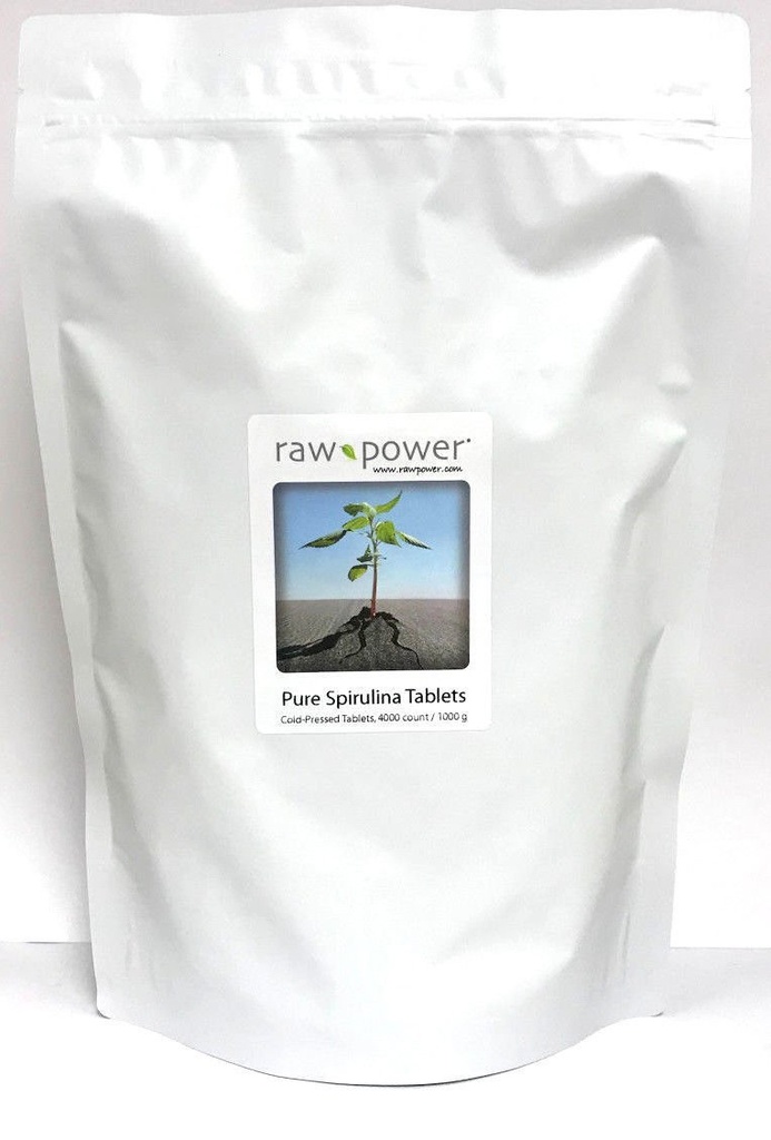 Raw Power Spirulina Cold-Presed Tablets Bulk Kilo Bag 4000 Cuenta 250mg Tablets 1000g Total Organics