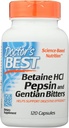 Los mejores doctores Betaine HCL Pepsin y Bitters Gentian, Gluten Free, 120 cápsulas (Pack of 1)