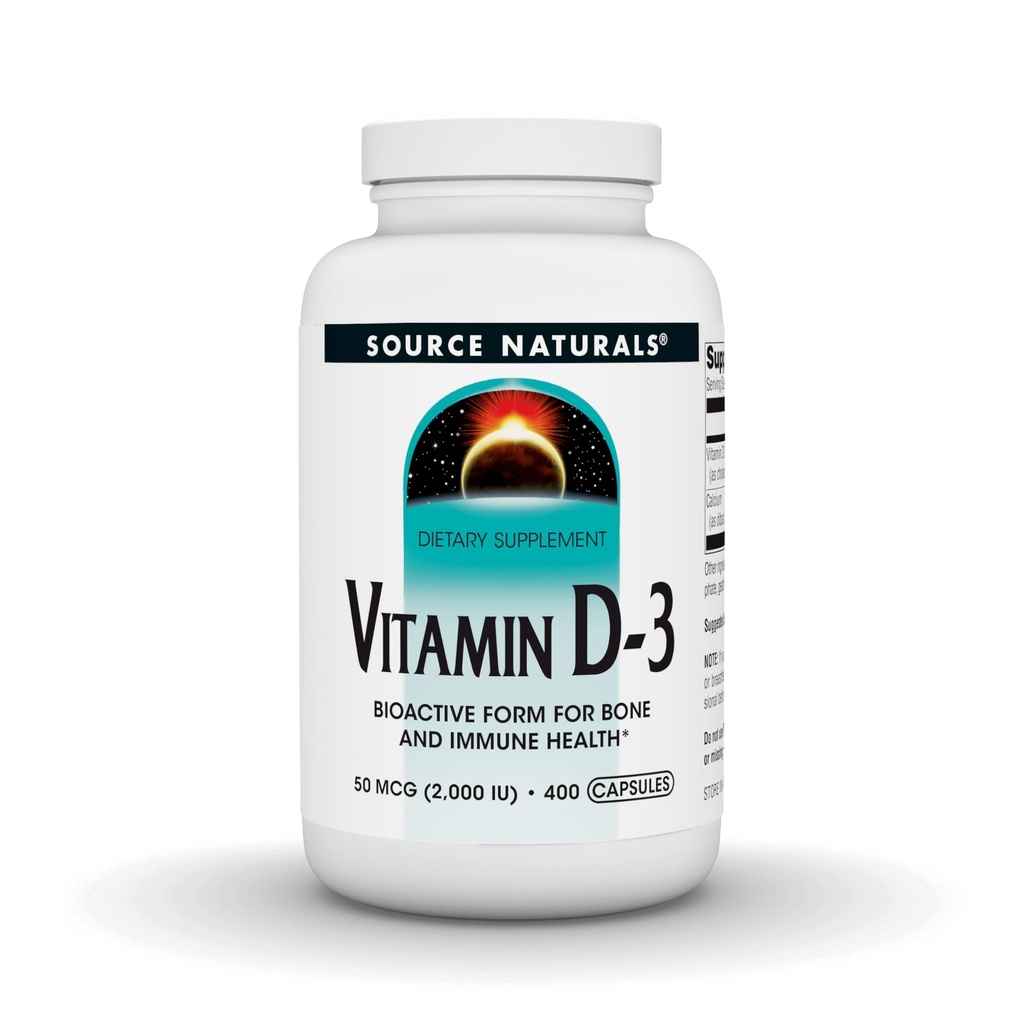 Fuente Naturals Vitamina D-3, Apoyo Bone & Immune Health, 2000 iu - 400 cápsulas