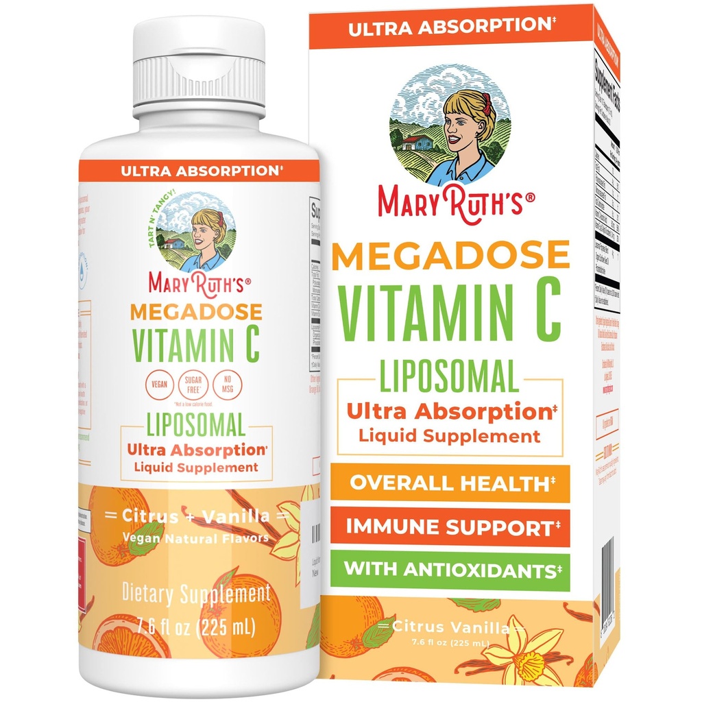 MaryRuth's Megadose Liquid Vitamin C Liposomal | 500 mg Per Serving | Ultra Absorption | Immunity | Antioxidant Support | Collagen Formation | Vegan | Gluten Free | Sugar Free | 7.6 Oz | 30 Servings