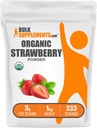 BulkSupplements.com Polvo de Fresa Orgánica - Polvo de Frutas de las Fresas Orgánicas - No Sugar Añadido " Gluten Free, 3g per Serving, 1kg (2.2 lbs) (Pack of 1)