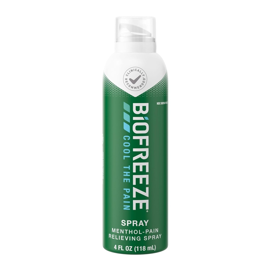 Biofreeze Pain Relief Spray, Arthritis Pain Reliever, Knee & Lower Back Pain Relief, Sore Muscle Relief, Neck Pain Relief, Pharmacist Recommended, FSA Eligible, 4 FL OZ Biofreeze Menthol Spray