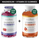Gummies de Magnesio Libre de Azúcar (180 Gummies) " Gummies de Vitamina D Libre de Azúcar (60 Gummies) – Apoyo Inmunitario " Valor de Relajación Bundle, Gelatin-Free, Gluten-Free, Vegetarian, All Natural, GMO-Free, Kosher