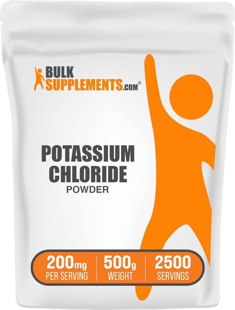BulkSupplements.com Potassium Chloride Powder - Salt Substitute, Potassium Salt - Gluten Free, 200mg per Serving, 500g (1.1 lbs) (Pack of 1)