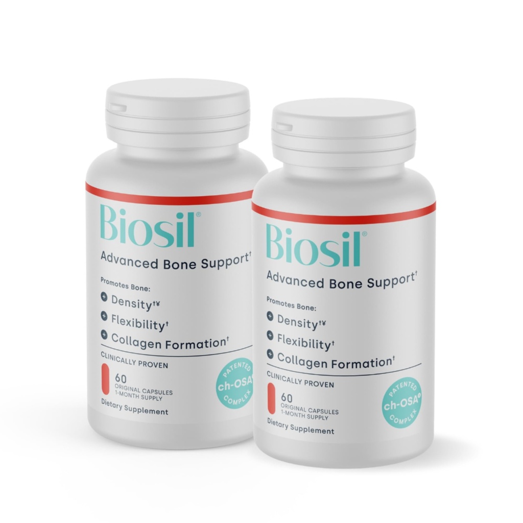 Biosil Bone Collagenizer Ultra - 60 Veggie Capsules, Pack of 2 - with Patented ch-OSA Complex + Choline, Inositol, MK7 &amp; Vitamin B12 - GMO Free - 60-Day Supply