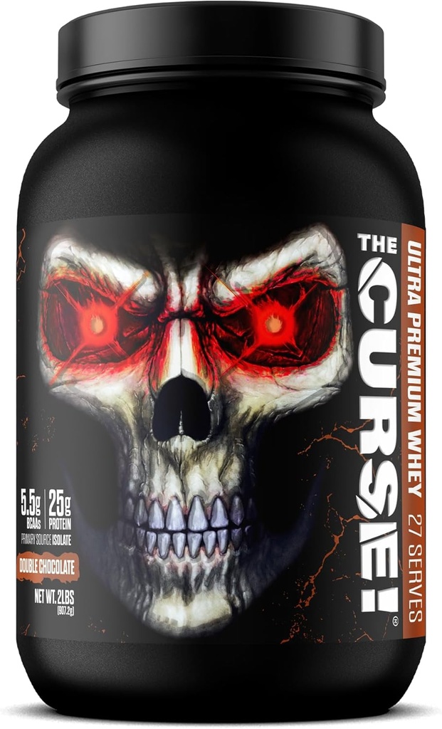 JNX SPORTS The Curse! Ultra Premium Whey Protein Powder Double Chocolate 2lb | 25g Protein Per Serve, Primary Source Whey Isolate