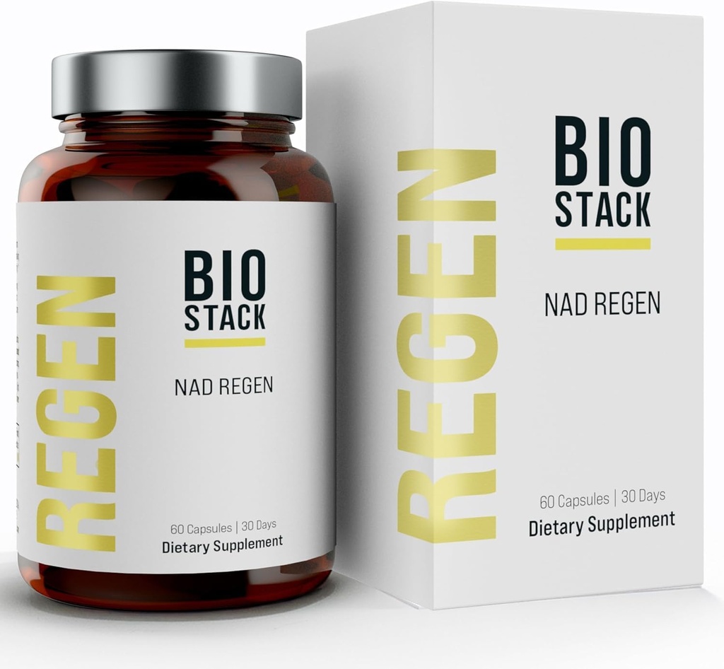 BIOSTACK NAD Regen - Advanced NAD+ Supplement with NAD3, Yüth Spermidine, Resveratrol, Niacinamide | NMNH Alternative | Anti Aging, Longevity & Cellular Health, Vitamin B3 Complex (180 Capsules)