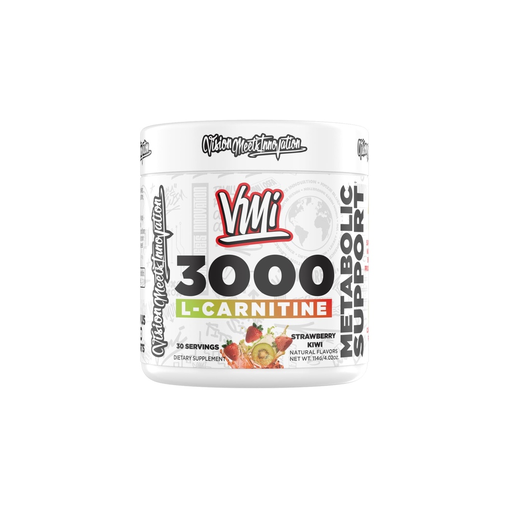 VMI Sports L-Carnitine 3000 Powder | 3000 mg L-Carnitine | Metabolic Support Maximum Absorption Formula | Great Taste for Men & Women | 30 Servings (30 Servings, Strawberry Kiwi)