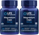 Extensión de la vida Caps de magnesio, 500 mg, óxido de magnesio, citrato, sucinto, salud cardíaca, huesos saludables, apoyo metabolismo, 100 cápsulas vegetarianas (Pack of 2)