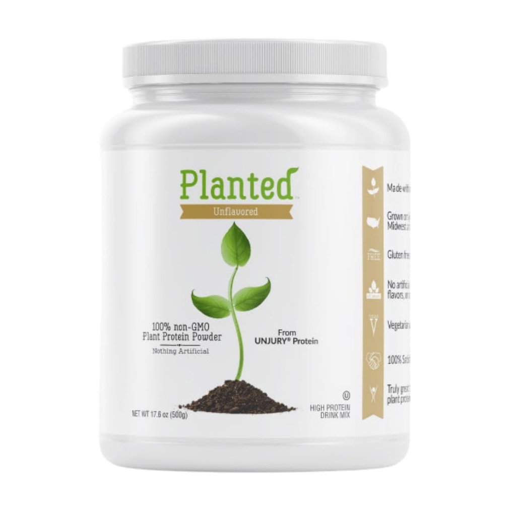 Unjury Planted Vegan Protein Powder ← 20g Desflavored Pea Protein Powder ← Bajo Azúcar y Planta Basado Silencio Gluten y Dairy Free Pea Protein Isolate ← Non-GMO TEN 20 Servings