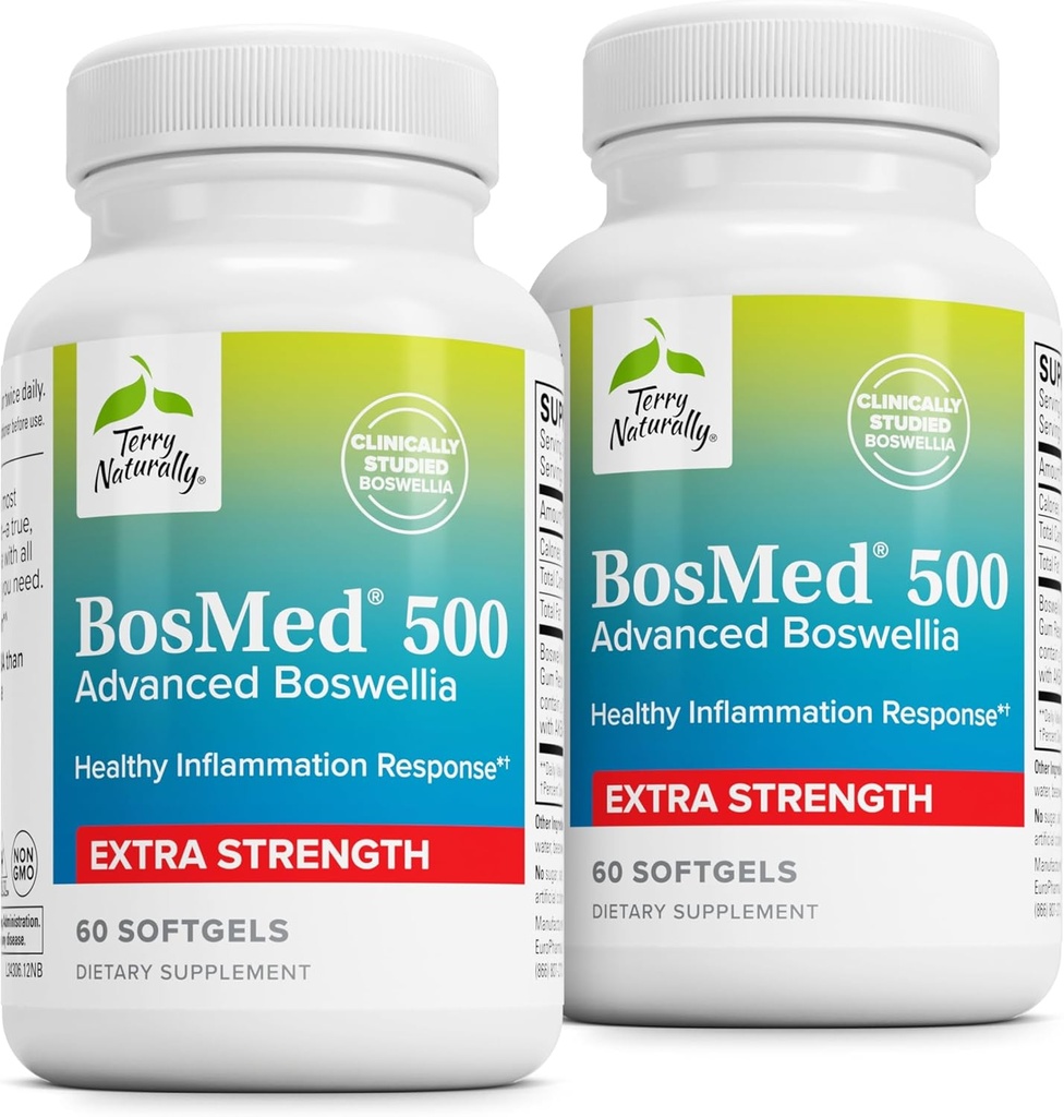 Terry Naturalmente BosMed 500 - Boswellia Serrata Extract Supplement - Dietary Supplement for Healthy Lung Support - Herbal Supplement Formula - 60 Softgels (Pack of 2)