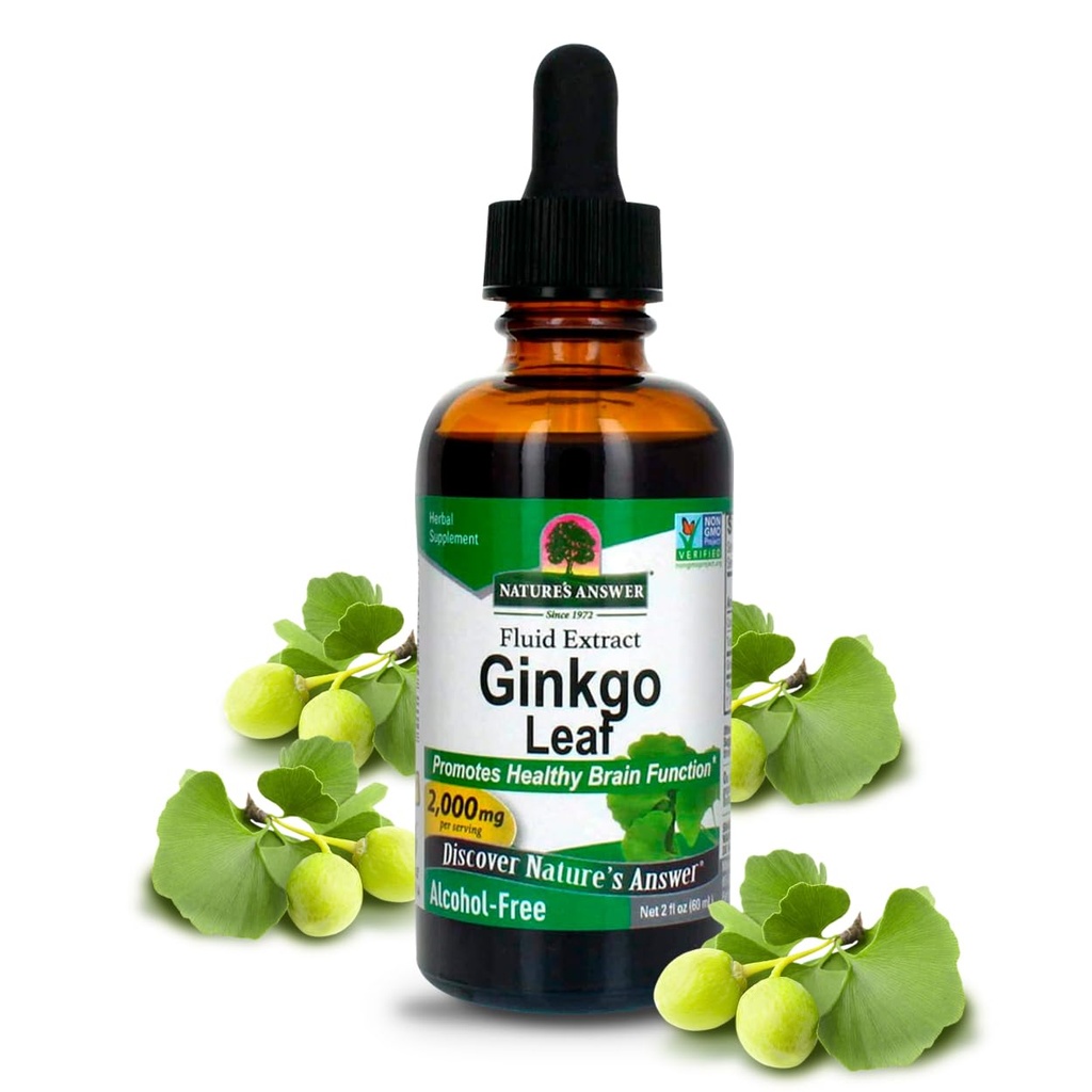 Respuesta de la naturaleza Alcohol Free Ginkgo Biloba Leaf Extract, 2 Ounce, 2 Conde ← Apoyo a un cerebro saludable tóxico promueve la función cognitiva tención Aumentar la claridad mental tóxico Natural Focus Aid