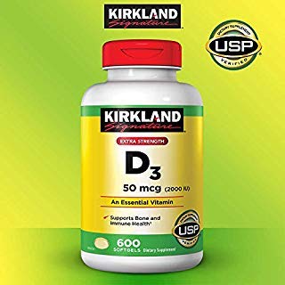 Firma Kirkland espera más fuerza adicional D3 50 mcg, 600 Softgels