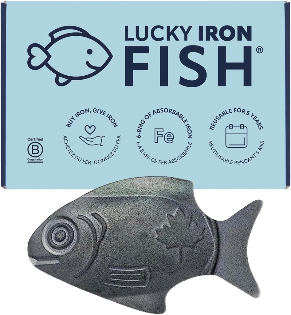 El Original Lucky Iron Fish ®. Un suplemento de hierro Alternativa para reducir la deficiencia. No hay efectos secundarios. Utilice una vez al día - 5 años de suministro incluido.