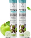 WELLBEING NUTRITION Daily Probiótico + Prebiótico sometido Plant Based TEN18 Billion CFU, 6 Strains for Men &amp; Women with Organic Prebiotic Fiber for Digestion, Gut Health, Metabolism TEN 42 Effervescent Tabs