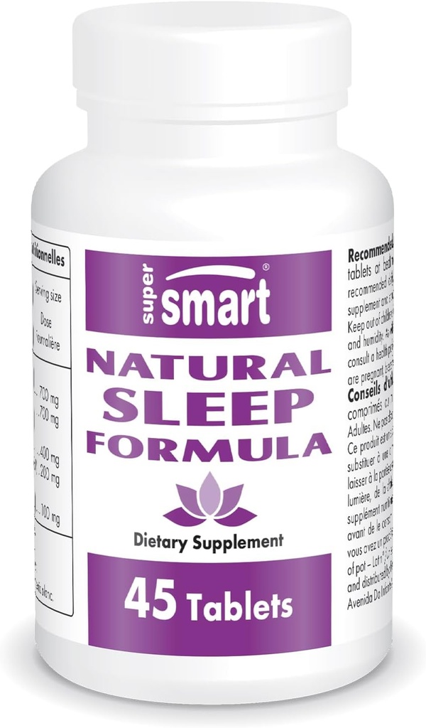SuperSmart - Natural Sleep Formula (Advanced Formula) - with L-Tryptophan, Valerian Root, Hop, Eschscholzia Californica - Herbal Supplement | Non-GMO & Gluten Free - 45 Tablets