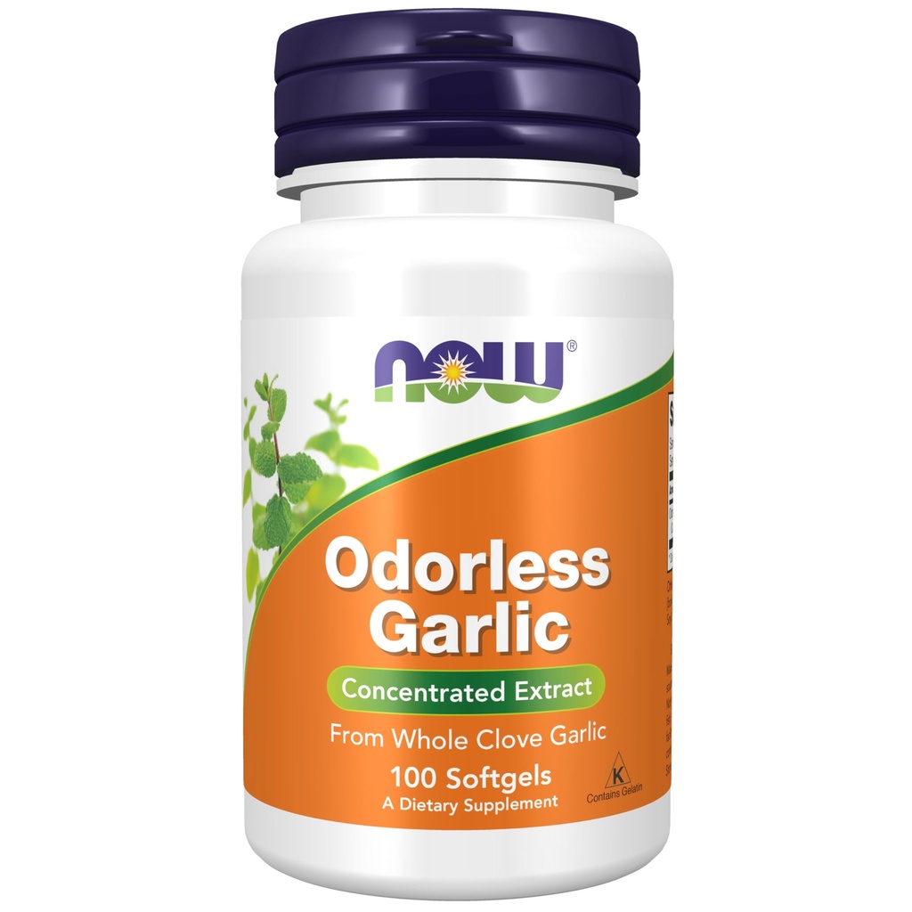 AHORA Suplementos de alimentos, Ajo sin olor (Allium sativum), Extracto concentrado, 100 Softgels