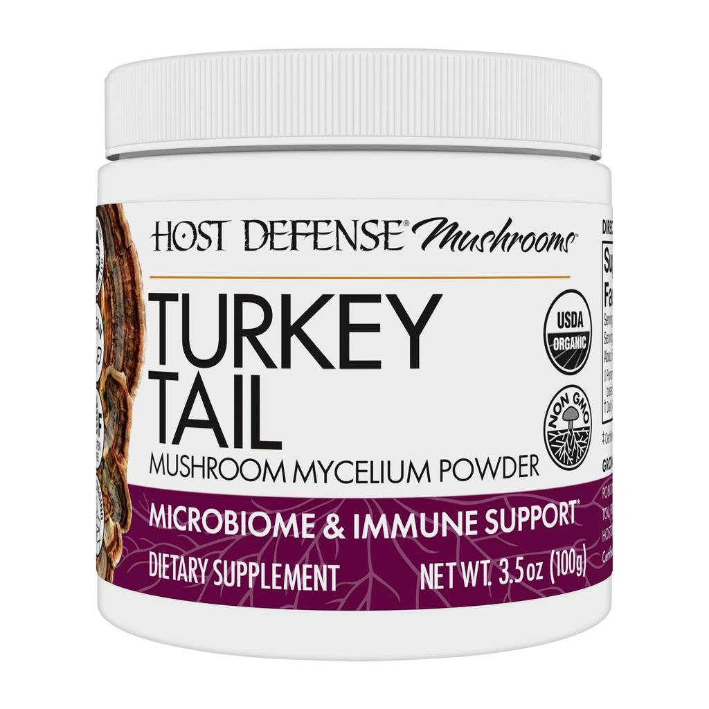 Host Defense Turkey Tail Mushroom Powder - Digestive Health & Immune Response Support Supplement - Mushroom Supplement for Gastrointestinal & Gut Microbiome Support - 3.5 oz (66 Servings)*