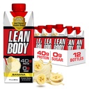 Lean Body Ready-to-Drink Banana Protein Shake, 40g Protein, Whey Blend, 0 Sugar, Gluten Free, 22 Vitaminas &amp; Minerals, 17 onzas (Reciclable Carton & Lid - Pack of 12) LABRADA
