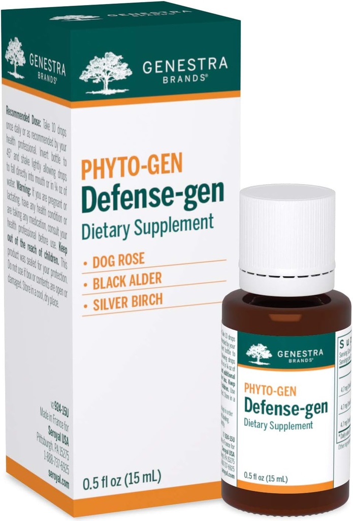 Genestra Brands Defense-gen tención Dog Rose, Black Alder y Silver Birch Herbal Suplemento tención 0.5 fl. oz.