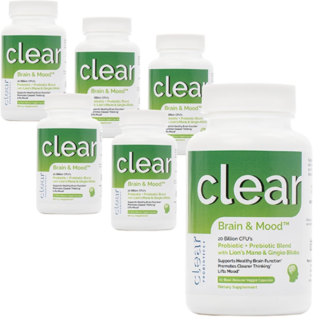 Suplemento cerebral para la memoria, Fog cerebral, Focus, Mood & Concentration " Cognitive Function - Mane de León Supercargado con Ginkgo Biloba " Dos Strains Probióticos (360 Cuenta - 6 Mes de Suministro)