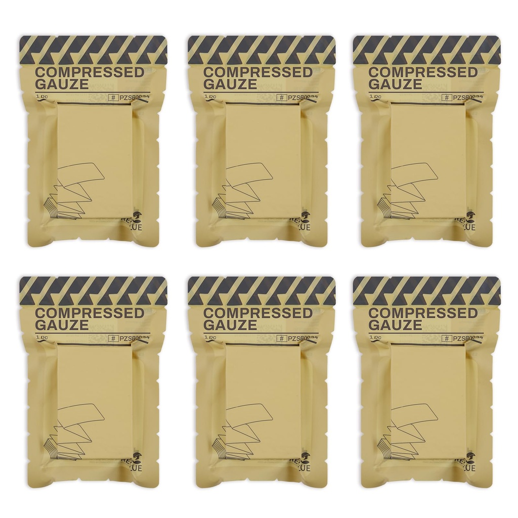 RHINO RESCUE Gauze comprimido estéril para el vestido de herida de emergencia, primeros auxilios y kit de trauma, 6 Pack