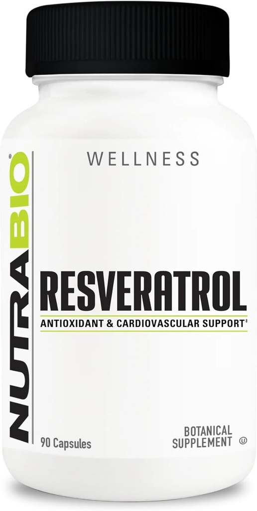 NutraBio Resveratrol Supplement, 500mg - Natural Antioxidant to Help Fight Free Radicals and Support Healthy Aging, 90 Capsules