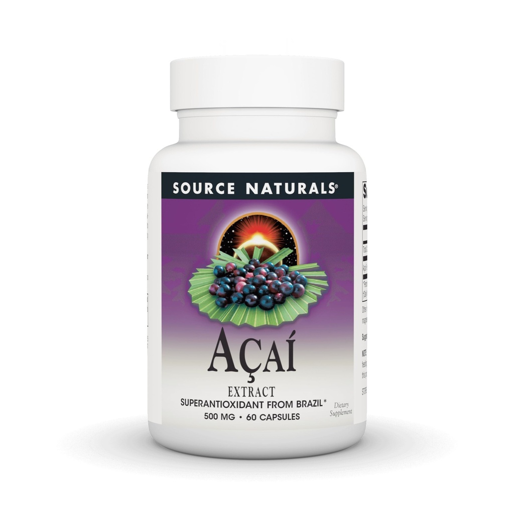 Fuente Natural Acai Extract, Superantioxidante de Brasil* - 500 Mg - 60 cápsulas