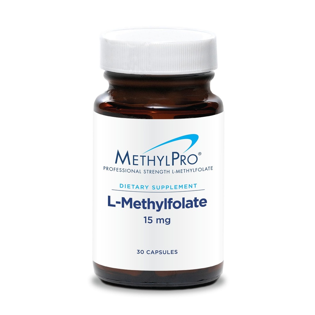 MetilPro 15mg L-Methylfolate (30 cápsulas) - Metillfolato activo de fuerza profesional, suplemento de 5 MTHF para el mood, la salud cerebral + soporte para inmunos, no GMO + libre de gluten sin artillería