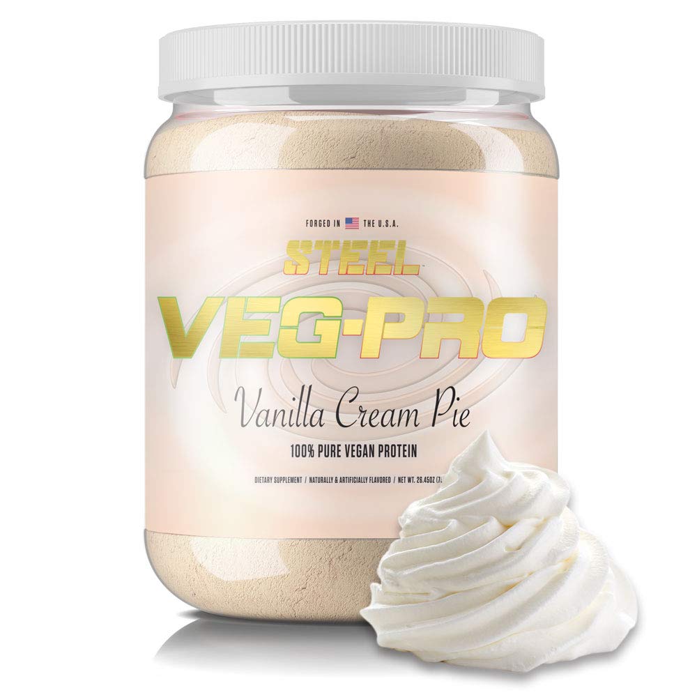 Suplementos de acero Veg-PRO ← Pólvora de proteínas Vegan, Vainilla Cream Pie Silencioso 25 Serviciones (1.65lbs) Silencio BCAA Amino Acid ANTE Gluten Gratis Silencio No lácteos Silencio Bajo Carb Fórmula