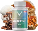 Boost Adaptogenic Mushroom Blend tención 60 Servings, High Potency 25:1 Extracto peru Maitake, Shiitake, Reishi, Cordyceps, Lion's Mane - Supports Stress Reduction, Enhanced Endurance & Energy - 60 Vegan Caps