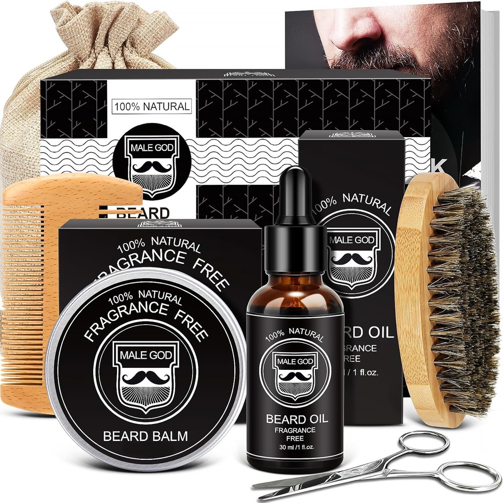 MALE GOD Beard Kit w/Natural Ingredients, Suitable for All Skin, Birthday Gifts | Anniversary | Christmas Gifts | Mens Stocking Stuffers | Gifts for Men, Him, Husband, Boyfriend, Dad, Friends