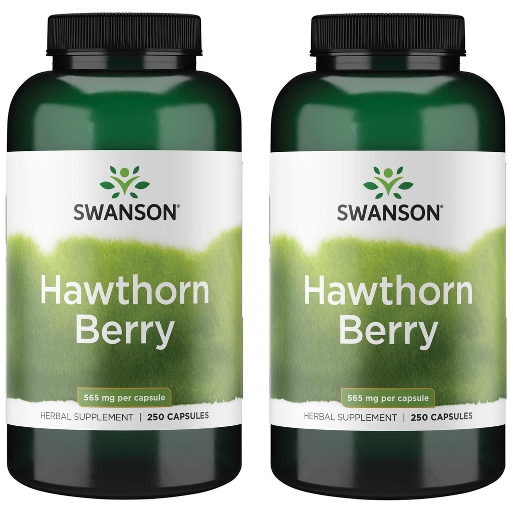 Swanson Hawthorn Berry Suplemento- Flavonoides Antioxidantes (250 cápsulas, 565 mg cada uno) 2 Pack