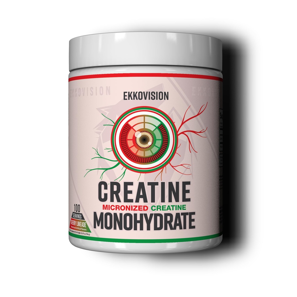 Ekkovision Creatine Monohydrate Powder, Micronized, Cherry Limeade, Pre Workout &amp; Post Workout Suplemento para Hombres &amp; Mujeres, Energy Support, Easy to Mix in Shakes, Smoothies & Beverages, 100 Servings