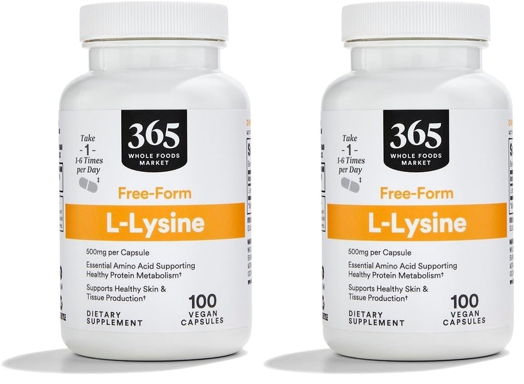 365 por mercado entero de alimentos, L Lysine 500 Mg cápsulas vegetales, 100 cuenta (Pack of 2)