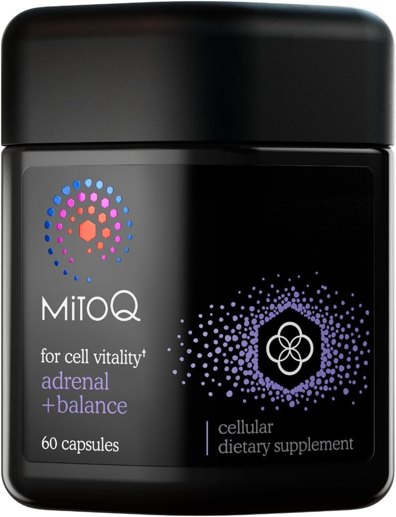 MitoQ +Balance | Sensoril Ashwagandha, Rhodiola & Maritime | Support Balanced Cortisol Levels, Stress Management, Restorative Sleep & Cell Health (60 Capsules)