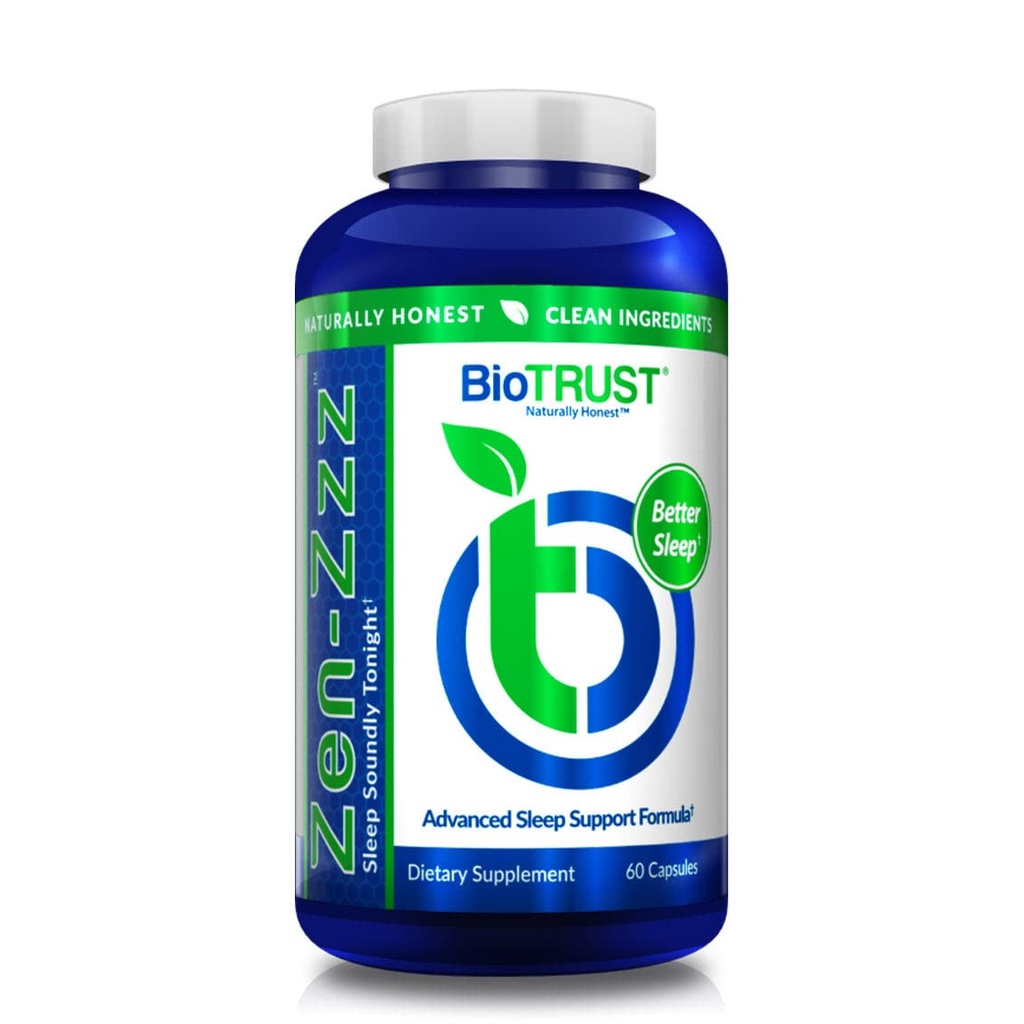 BioTRUST Zen-Zzz, Non-Habit-Forming Sleep Support Supplement - Melatonin, L-Theanine, Glycine, Magnesium, Lemon Balm, Passion Flower, Chamomile - 60 Capsules
