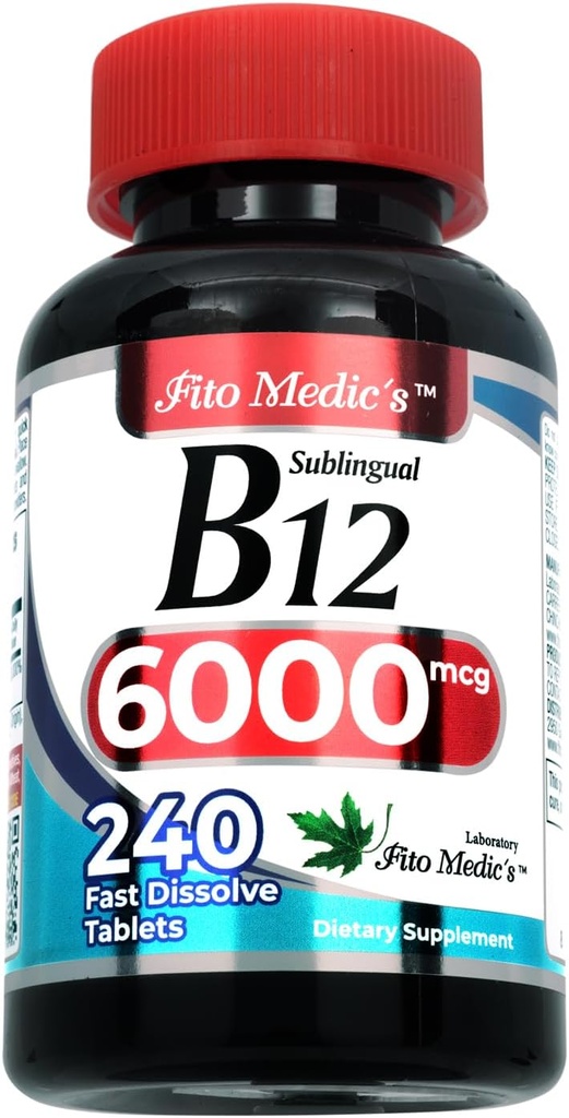 FITO MEDIC'S Lab | Vitamin b12 | 6000 mcg | 240 Servings | b12 sublingual | b12 | b12 Vitamins | Ultra high Absorption, s.