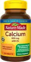 Nature Made Calcio 600 mg con vitamina D3, Suplemento dietético para el soporte de huesos, 120 Tabletas (Pack of 3)