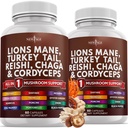 Nuevo AGE Lions Mane Mushroom Suplemento con Turquía Tail Reishi Cordyceps Chaga con Marshmallow Root - 120 Conde