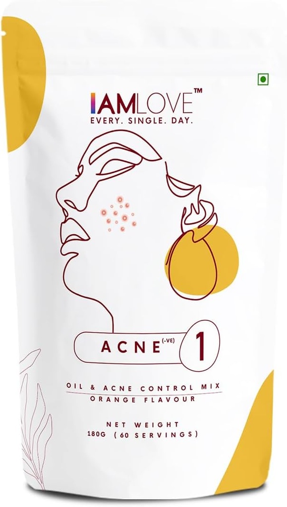 YO SOY AM AMOR Acné Negativo Suplemento Polvo - 180g Para Hombres Y Mujeres TENIDO Reducir Óleo Exceso, Mild to Moderate Acne Pimples " Open Pores TENIDO Suplemento de piel basada en plantas con vitaminas complejas B, zinc, cromo