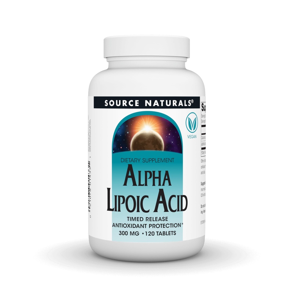 Fuente Naturales Ácido Lipoico alfa, Protección Antioxidante liberado del tiempo* - 120 Tablas de liberación del tiempo